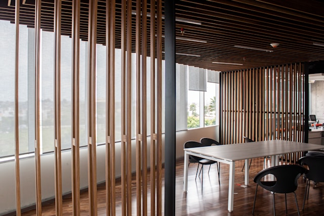 Wood Wool Acoustic Tiles installed in a modern office space